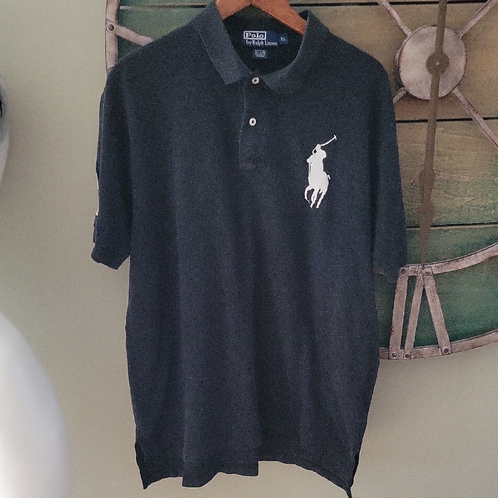 Vintage Ralph Lauren Big Pony  Black Polo Shirt Iconic Style